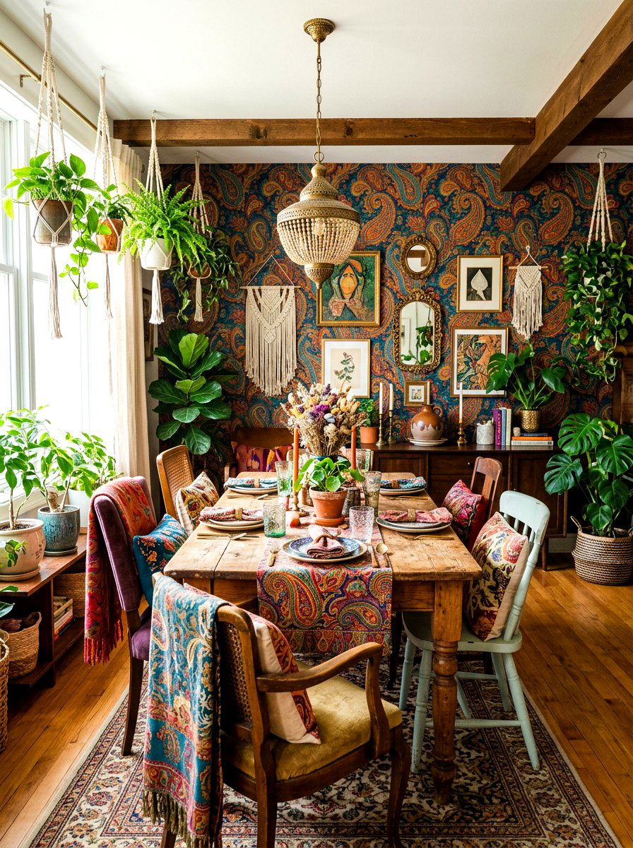 Bohemian Dining Room Wallpaper - 30 dining room wallpaper ideas