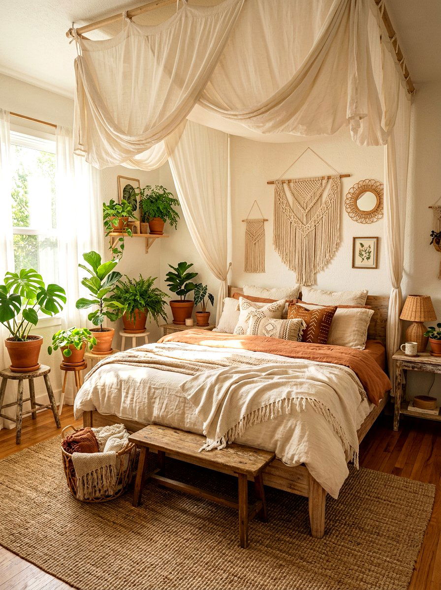 Bohemian Draped Fabric Canopy Bed - 30 canopy bed ideas