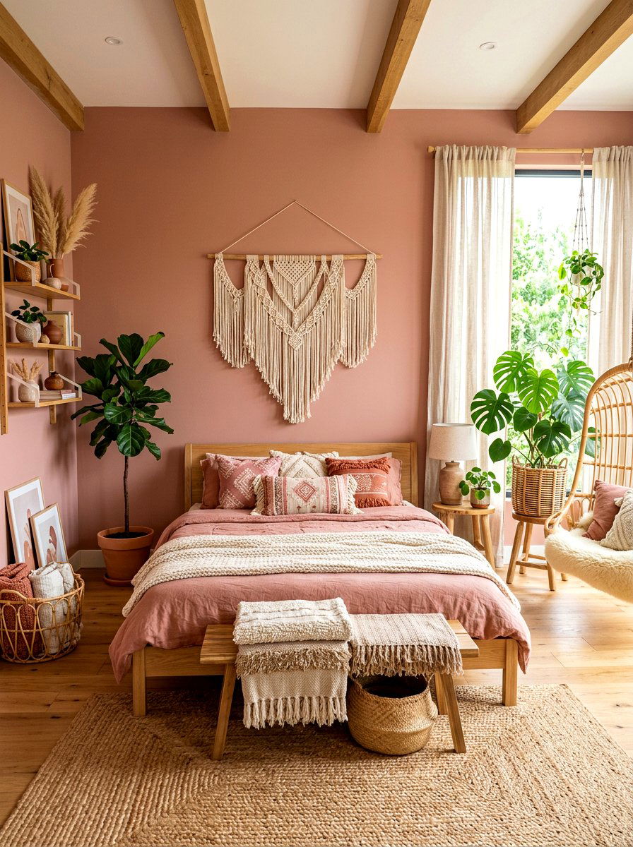 Bohemian Dusty Rose - 30 dusty rose bedroom ideas
