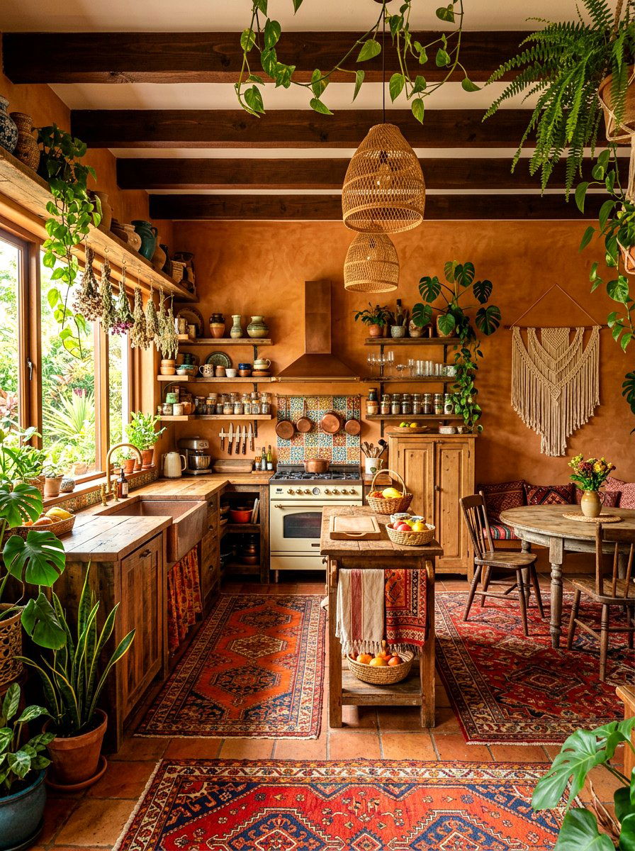 Bohemian Earthy Kitchen - 30 tadelakt kitchen ideas