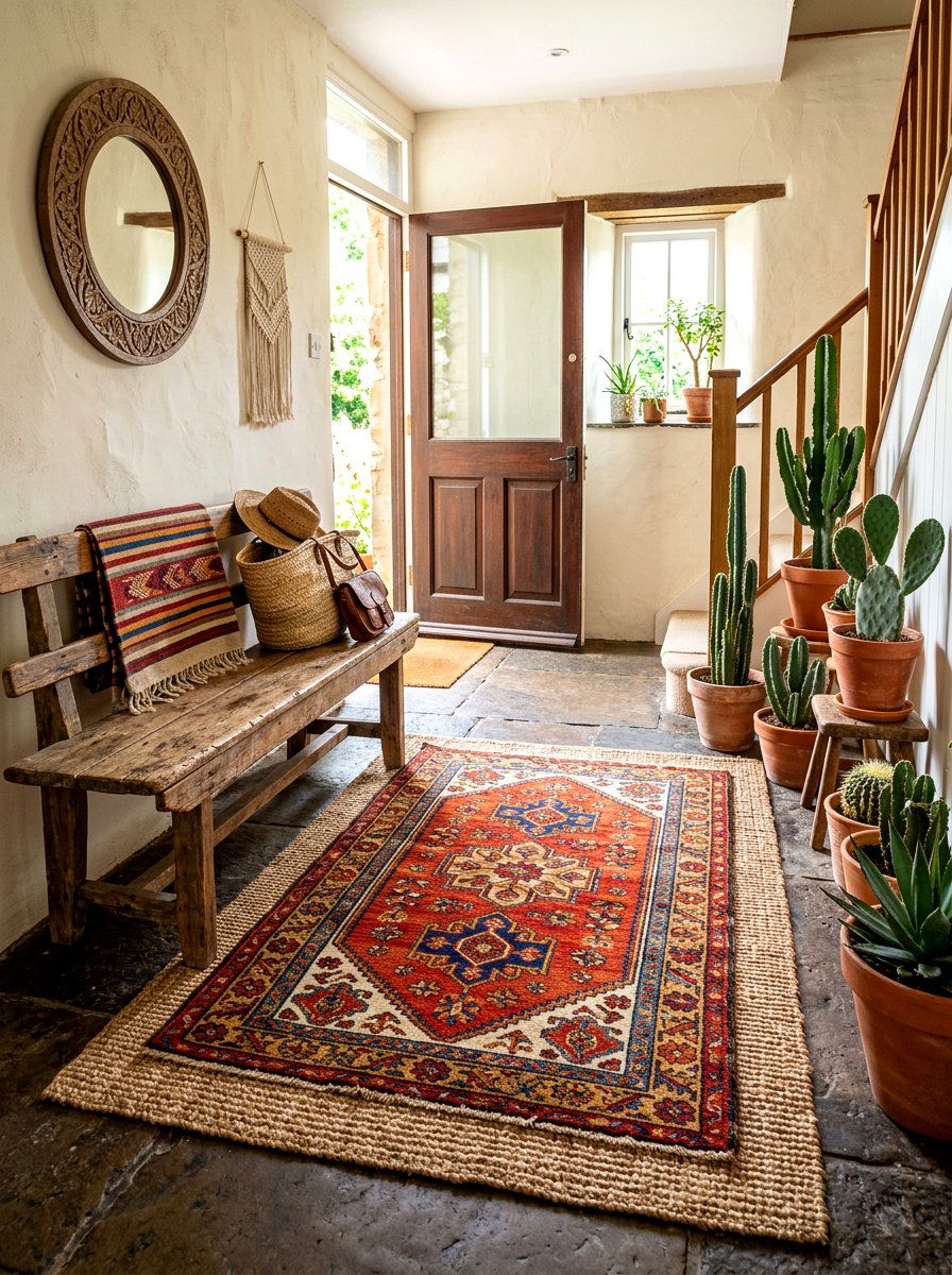 Bohemian Entryway Rug - 30 welcoming entryway ideas
