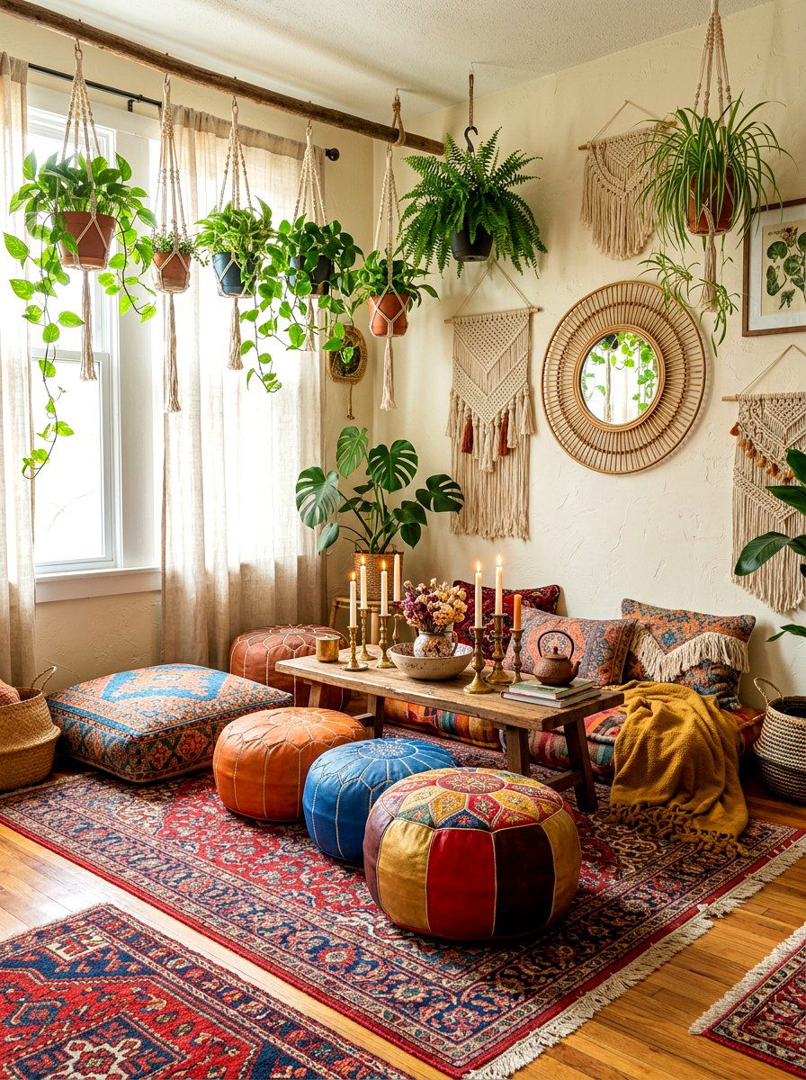 Bohemian Floor Seating - 30 digital detox room ideas