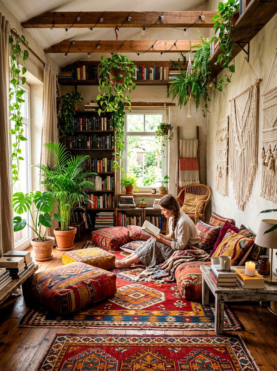 Bohemian Floor Seating - 30 reading den ideas