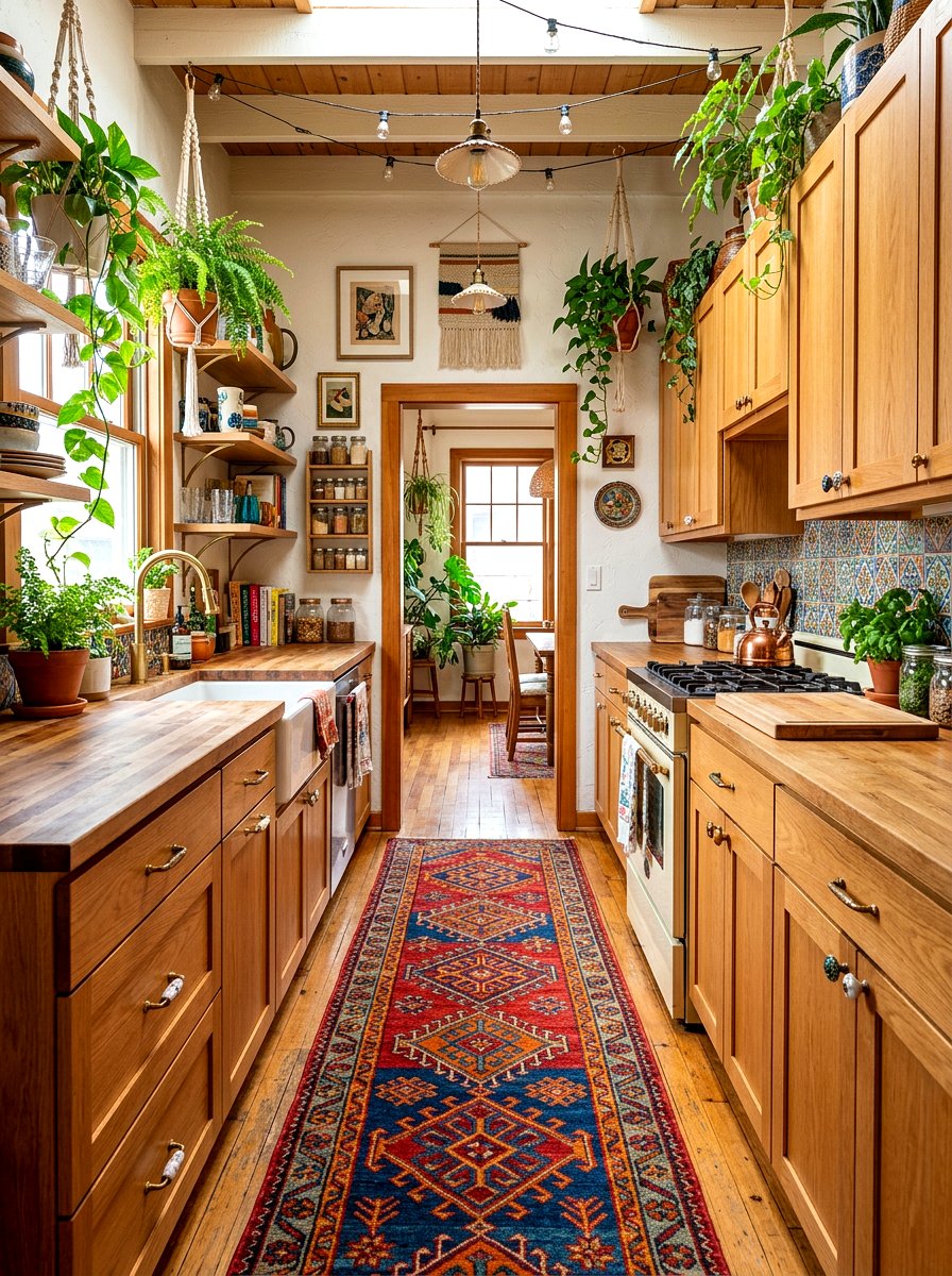 Bohemian Galley Kitchen - 30 cozy galley kitchen ideas