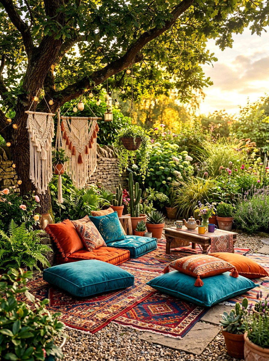 Bohemian Garden Nook - 30 outdoor meditation corner ideas