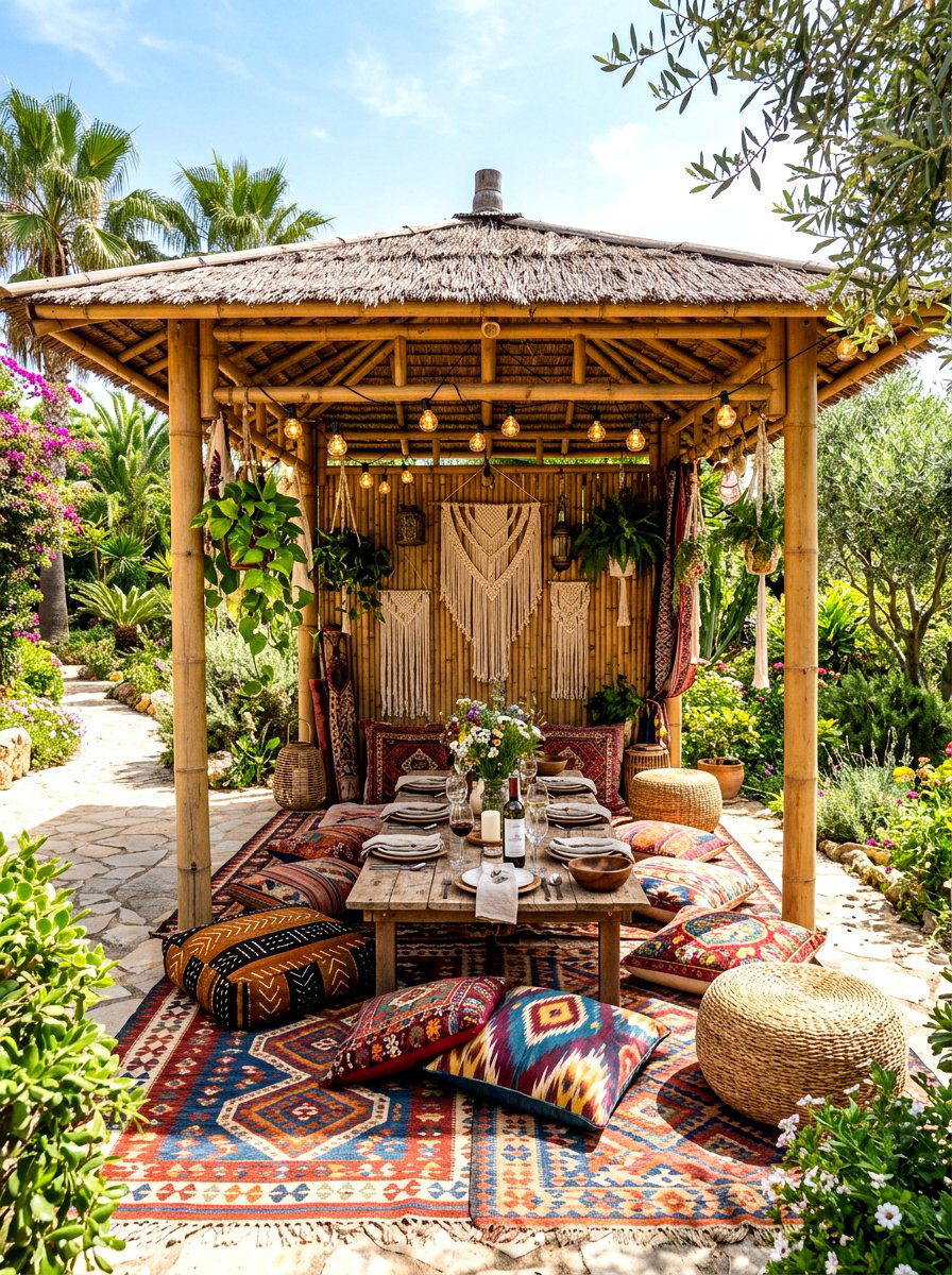 Bohemian Gazebo Dining - 30 gazebo dining area ideas
