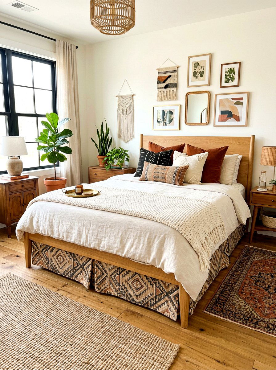 Bohemian Geometric Bed Skirt - 30 tailored bed skirt ideas