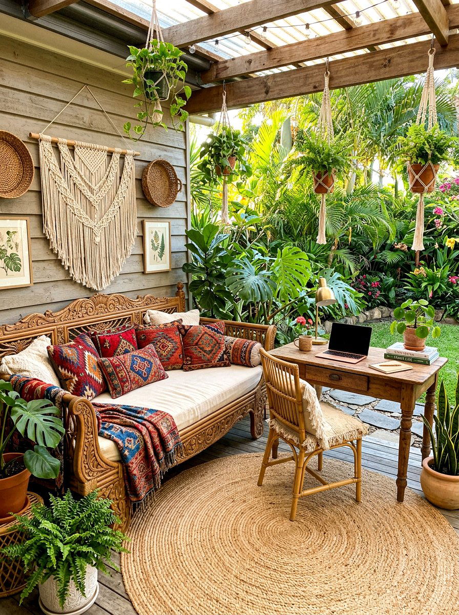 Bohemian Guest Room Workspace - 30 daybed office combo ideas