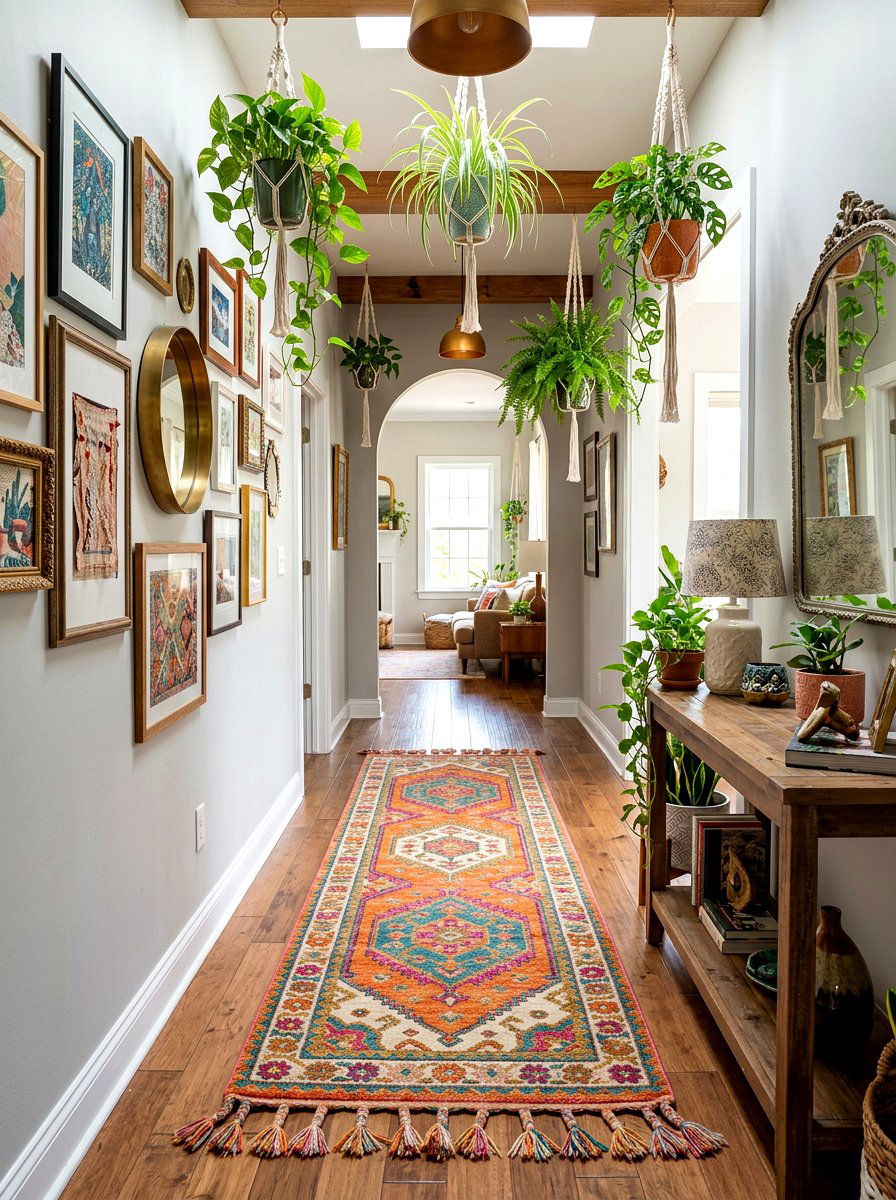 Bohemian Hallway Runner - 30 foyer rug ideas