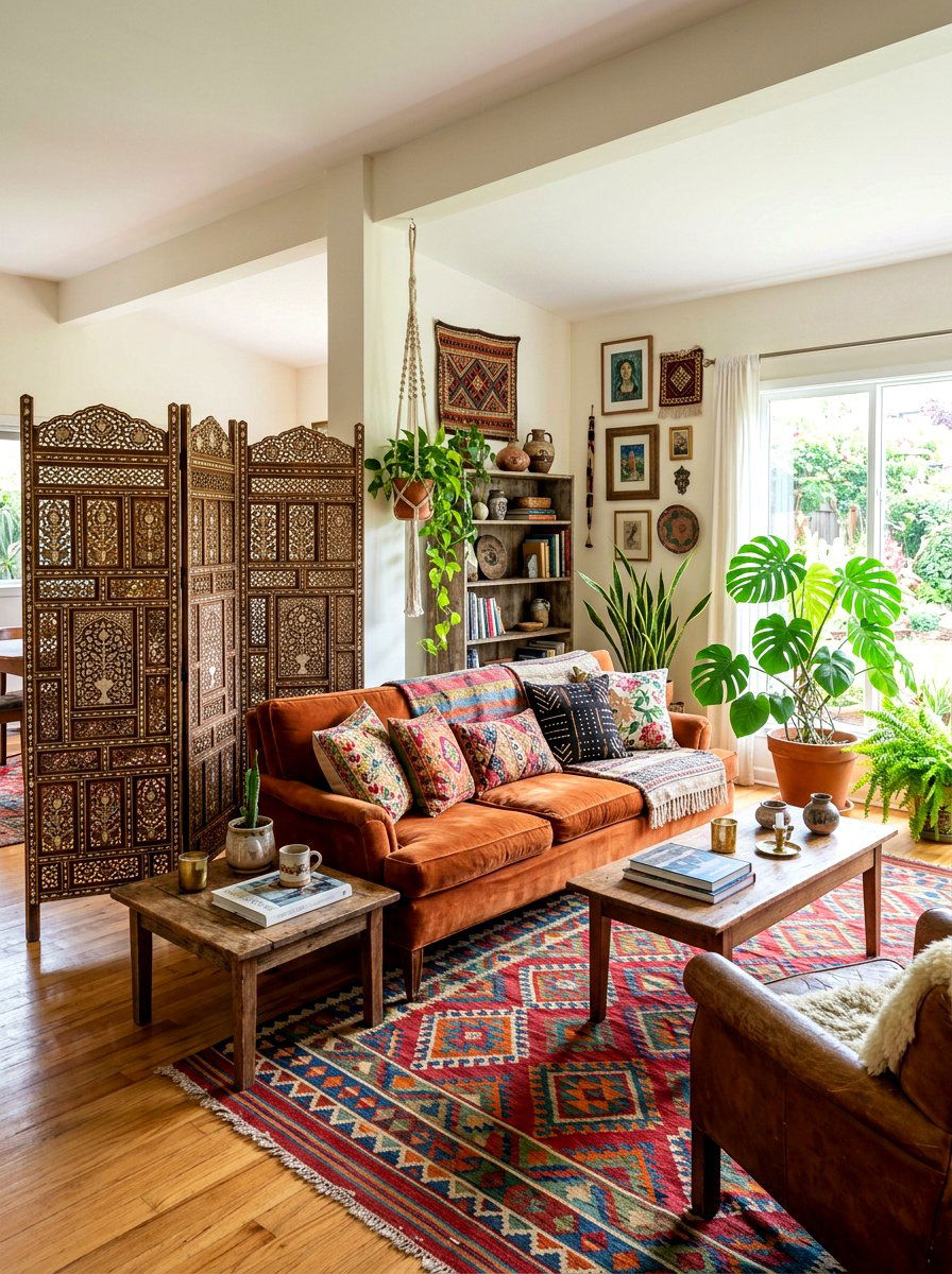 Bohemian Inlay Screen - 30 folding screen ideas