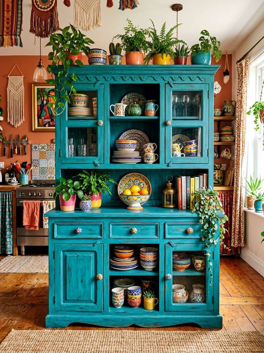 Bohemian Kitchen Hutch - 30 hutch kitchen storage ideas