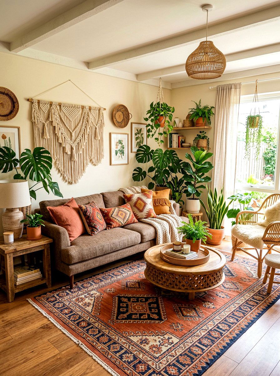 Bohemian Living Room Brown Sofa - 30 brown sofa living room ideas