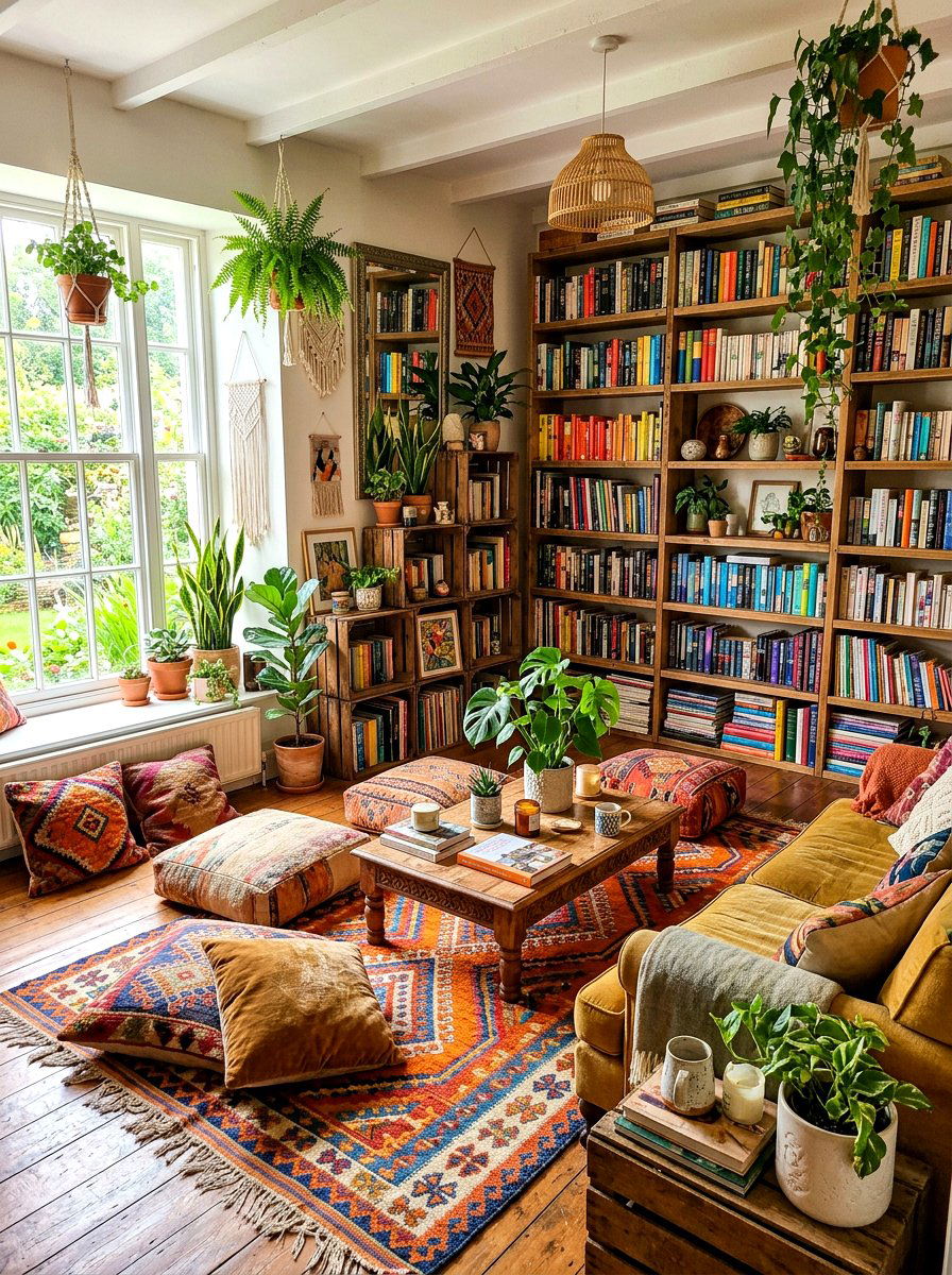 Bohemian Living Room Library - 30 library style living room ideas