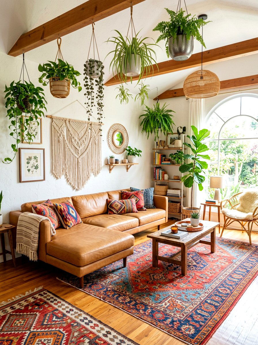Bohemian Living Room With Low Sectional - 30 sectional layout ideas