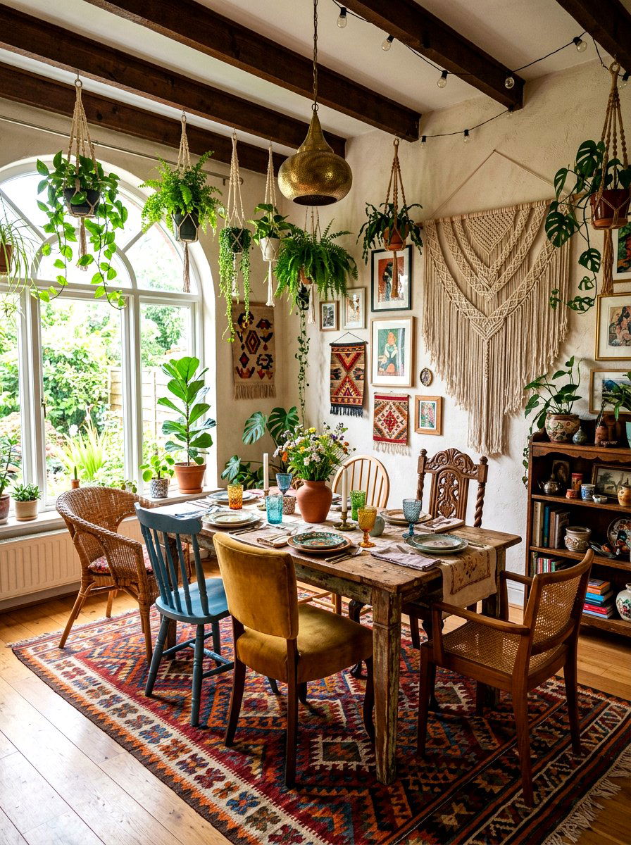 Bohemian Natural Dining Room - 30 editorial dining room ideas