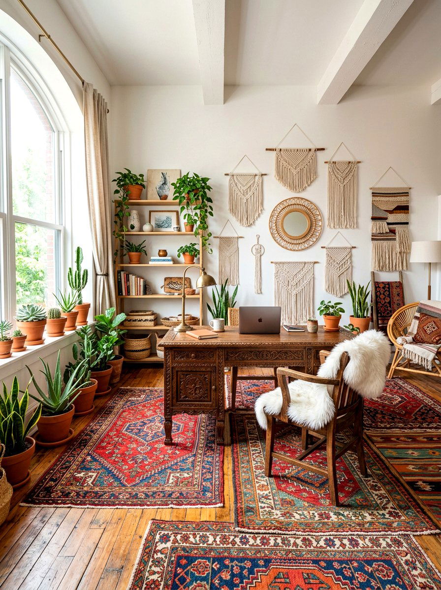 Bohemian Office - 30 work from home office ideas