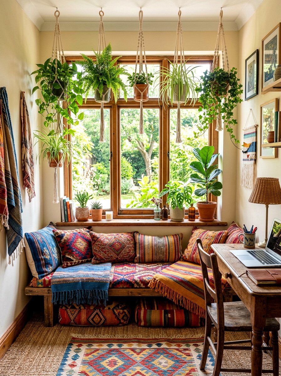 Bohemian Office Window Nook Decor - 30 office window seat ideas