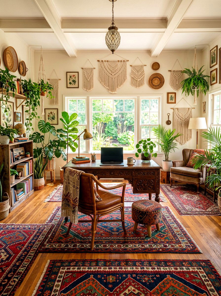 Bohemian Office - 30 flex room office ideas