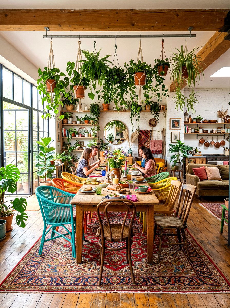 Bohemian Open Concept Dining - 30 open plan dining room ideas