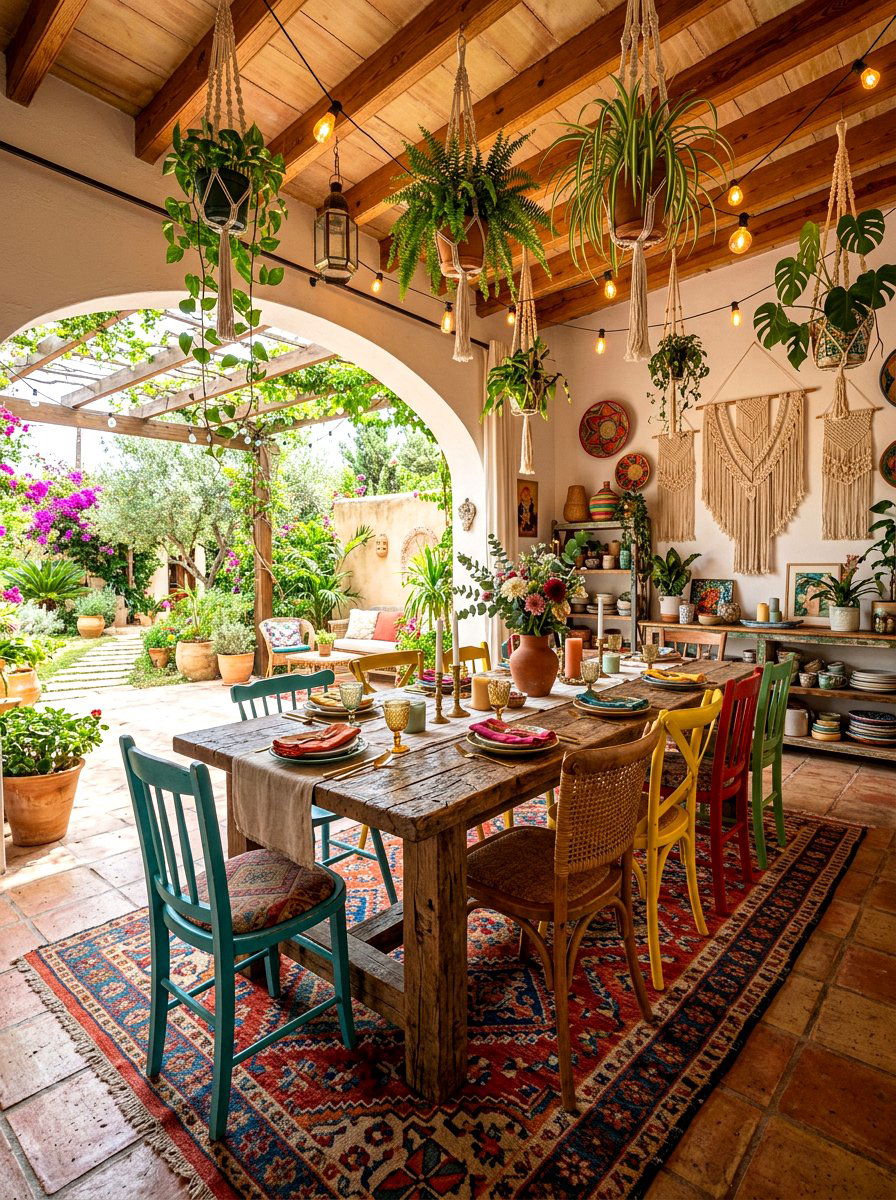 Bohemian Open Dining Area - 30 open dining room ideas