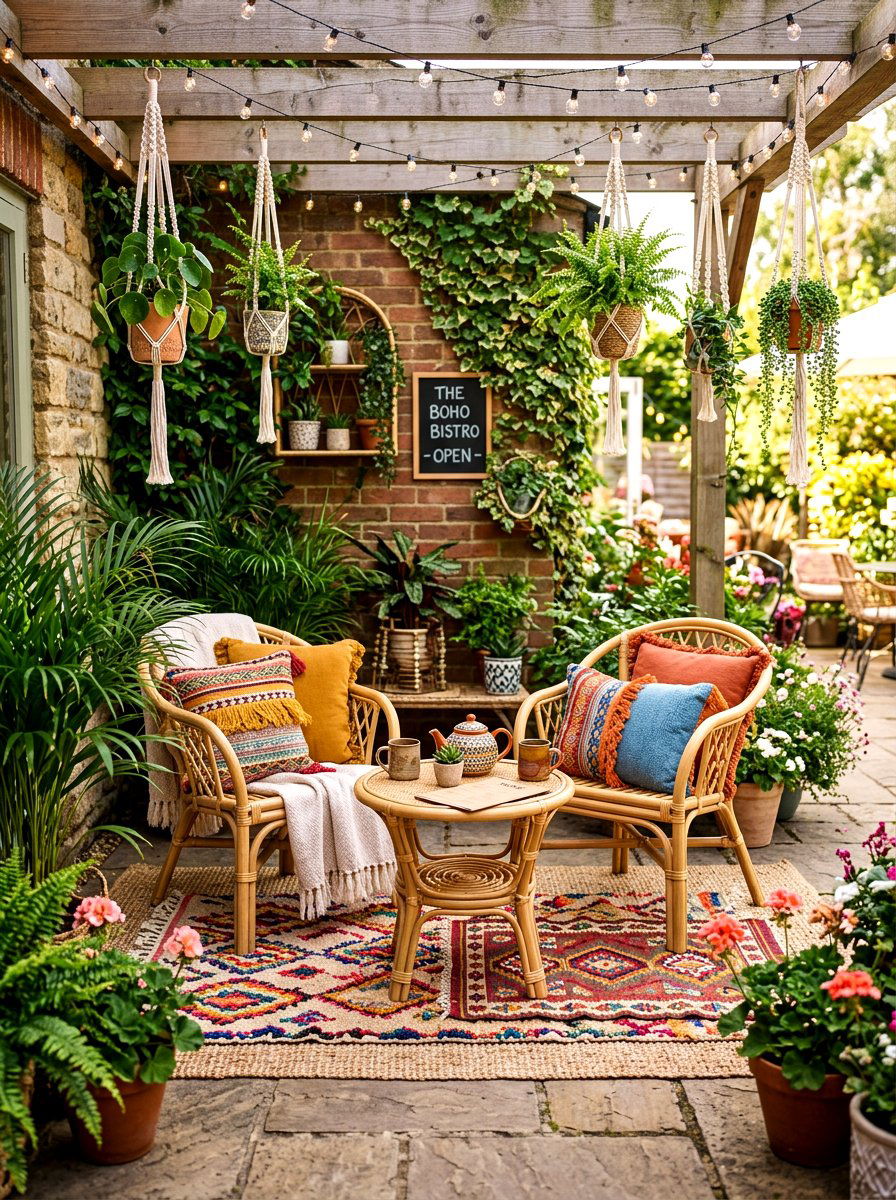 Bohemian Outdoor Bistro Nook - 30 bistro patio ideas