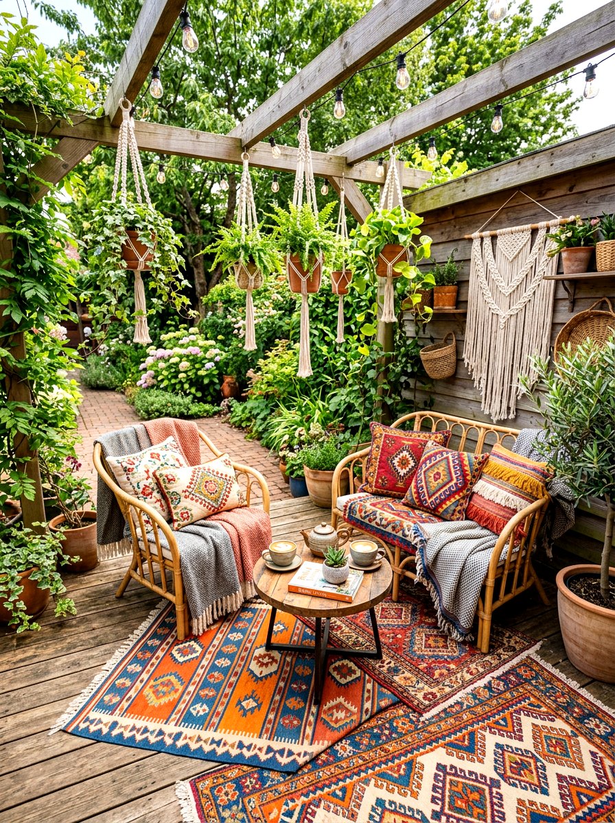 Bohemian Outdoor Coffee Nook - 30 patio cafe corner ideas