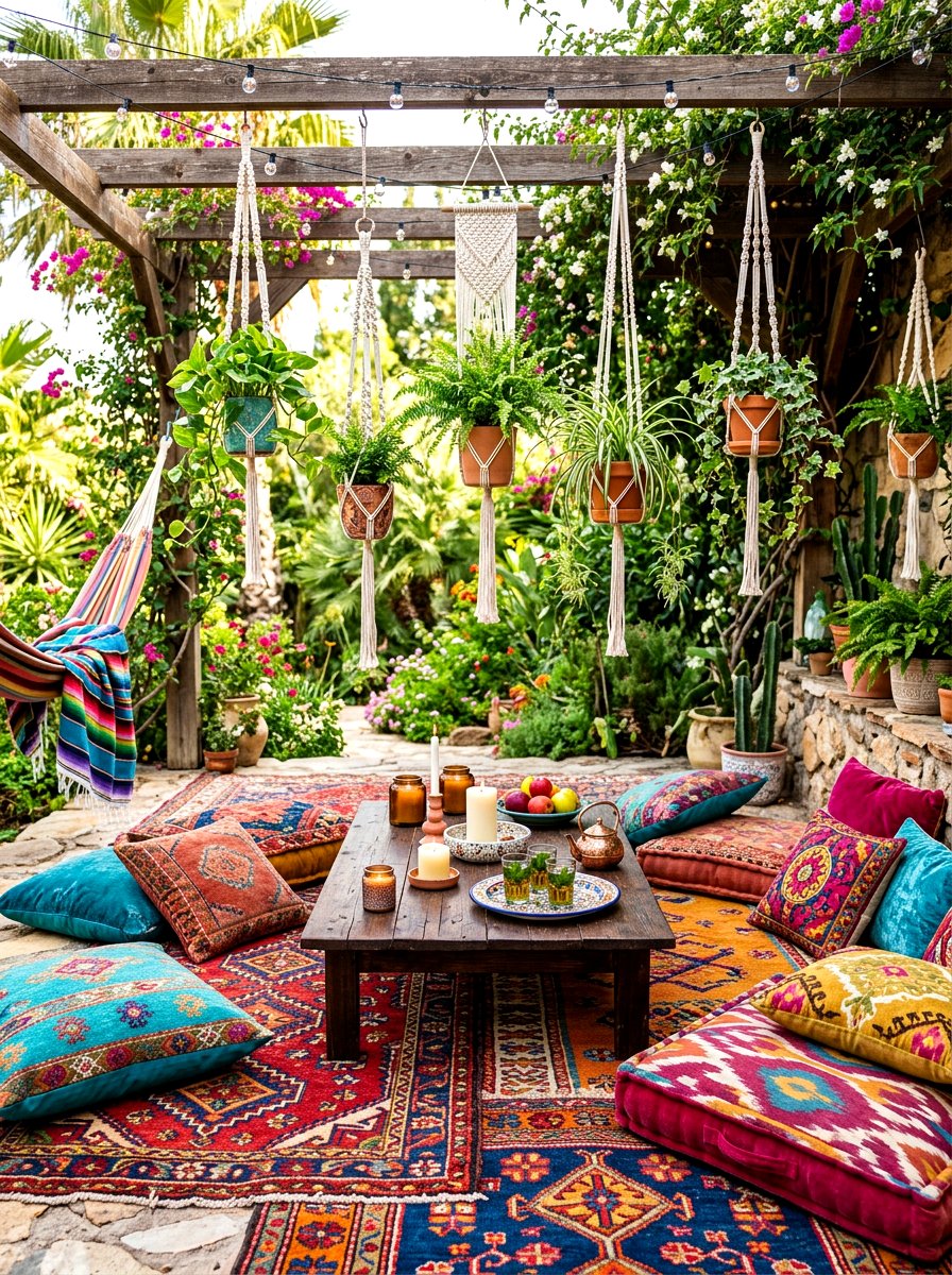 Bohemian Outdoor Lounge - 30 backyard garden ideas