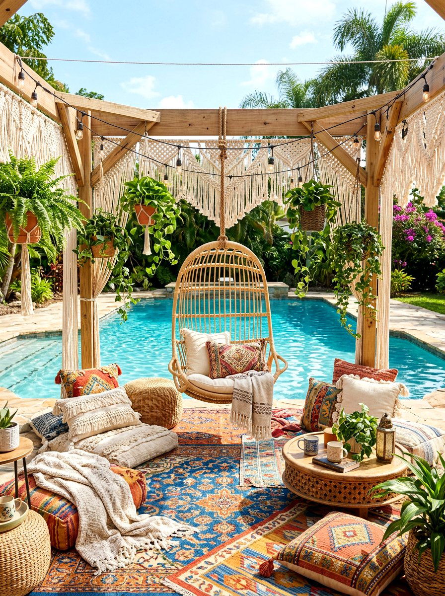 Bohemian Outdoor Sanctuary - 30 pool cabana ideas