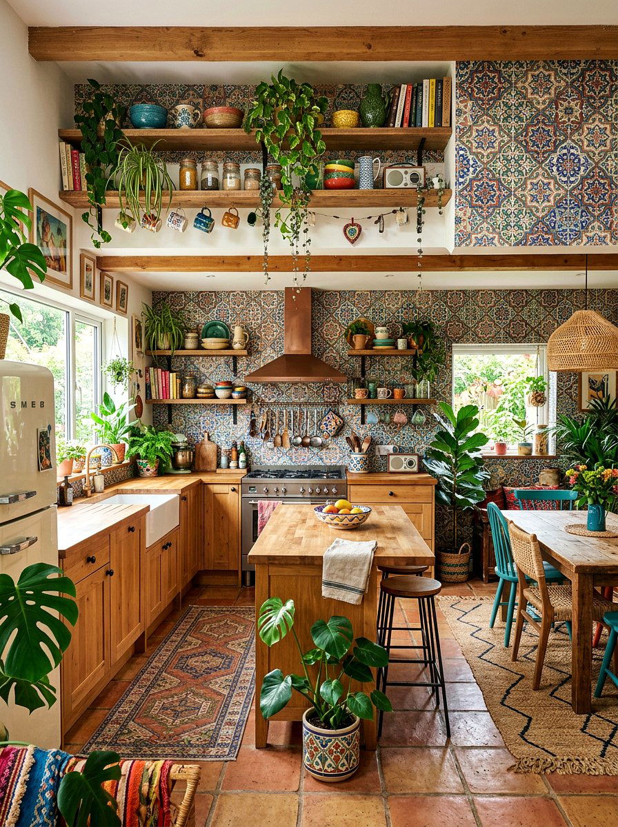 Bohemian Peel And Stick Kitchen - 30 wallpaper decor ideas