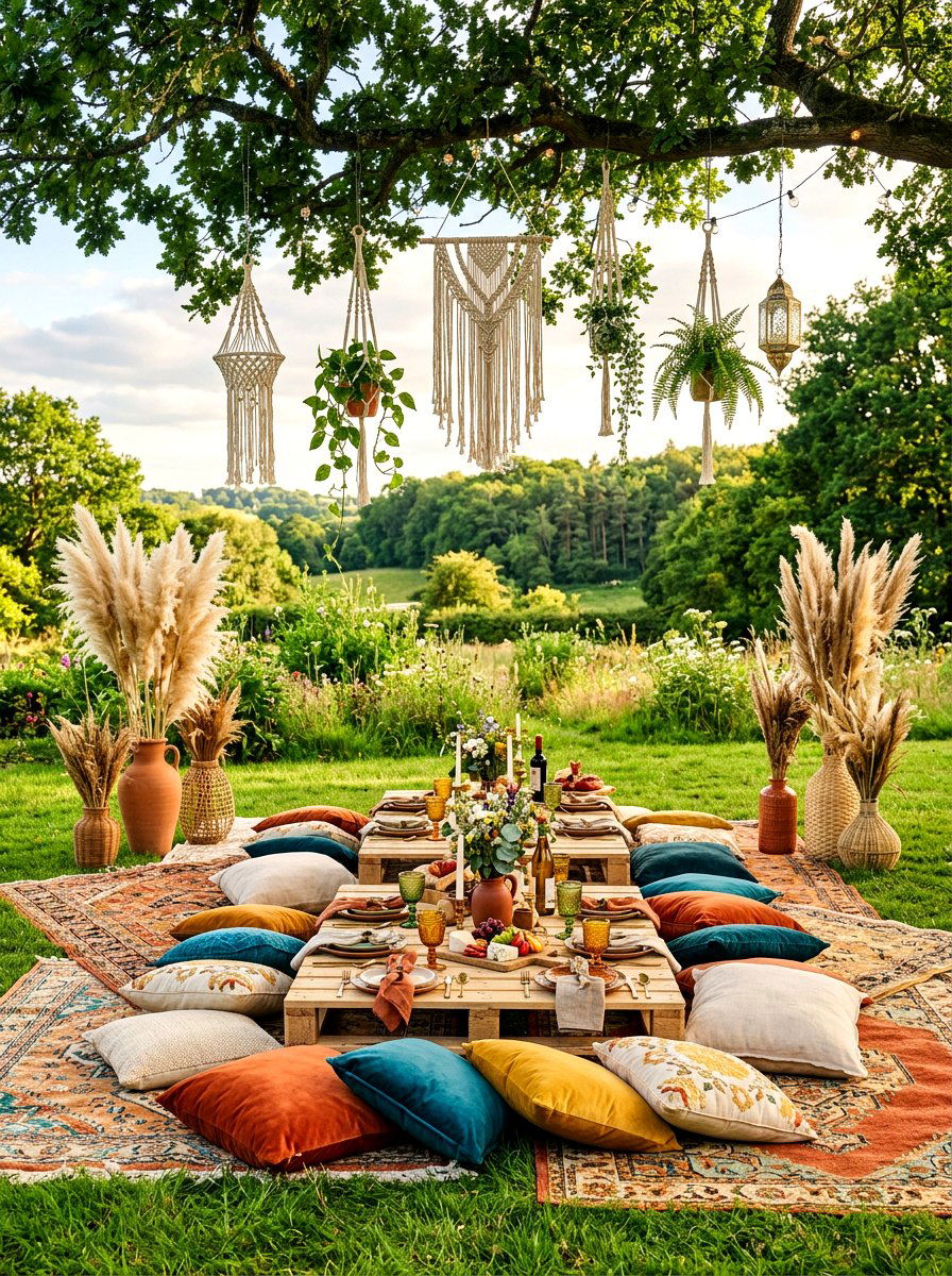 Bohemian Picnic Setting - 30 alfresco birthday party ideas