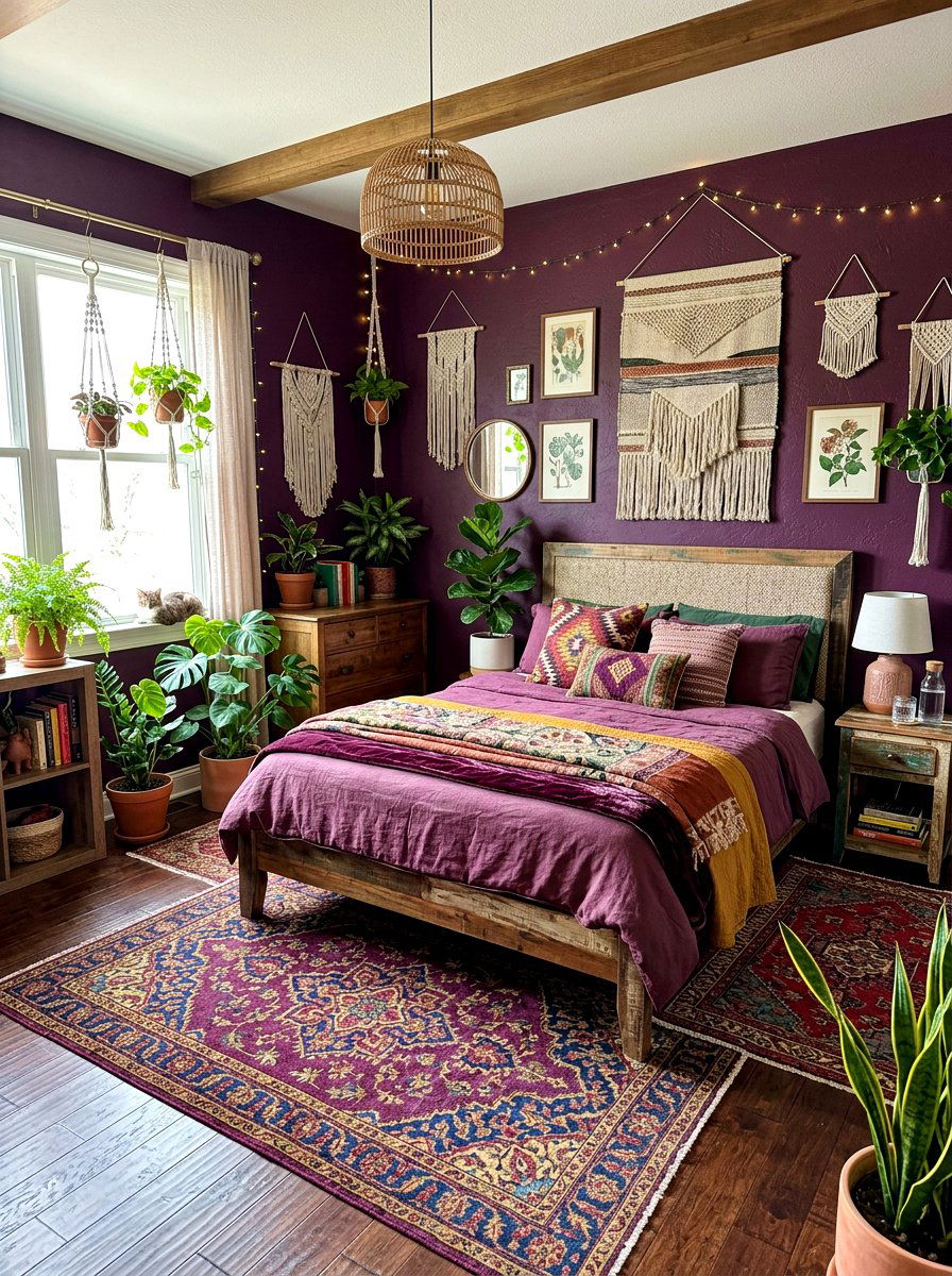 Bohemian Plum Bedroom - 30 plum bedroom ideas