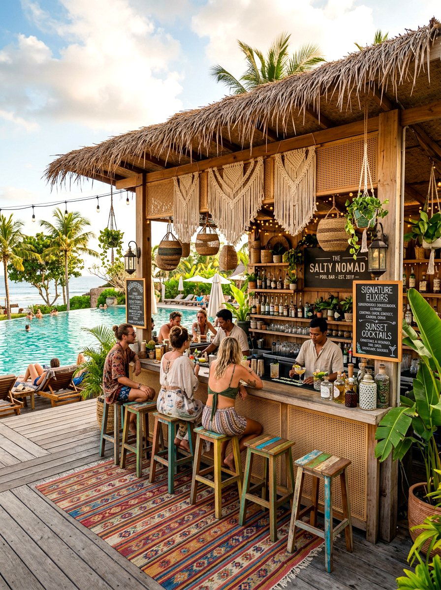Bohemian Pool Bar - 30 poolside bar ideas
