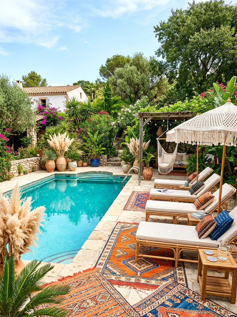 Bohemian Pool Decor - 30 pool garden ideas