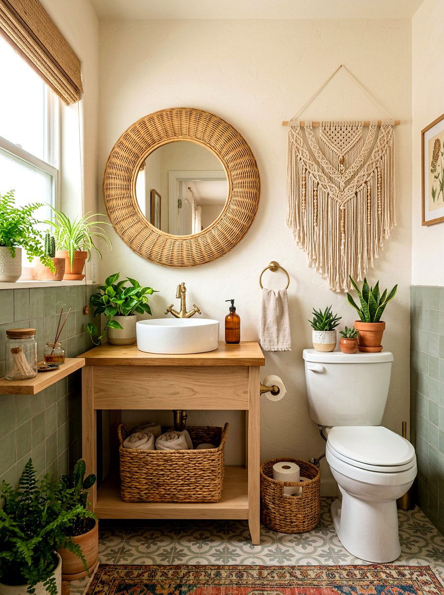 Bohemian Powder Room - 30 powder room ideas