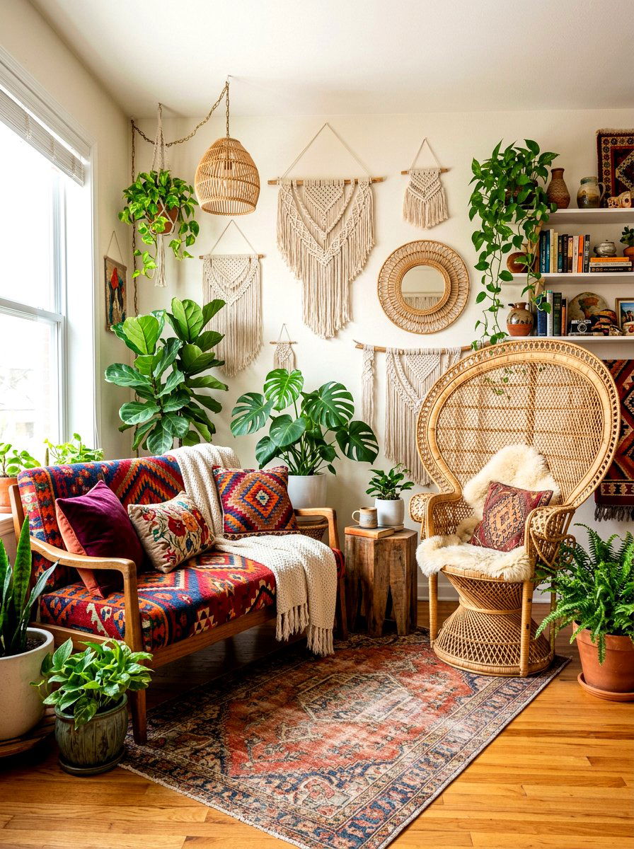 Bohemian Rattan Chair and Loveseat Pairing - 30 loveseat and chair layout ideas