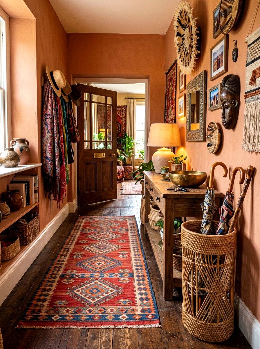 Bohemian Rattan Umbrella Holder - 30 umbrella stand ideas