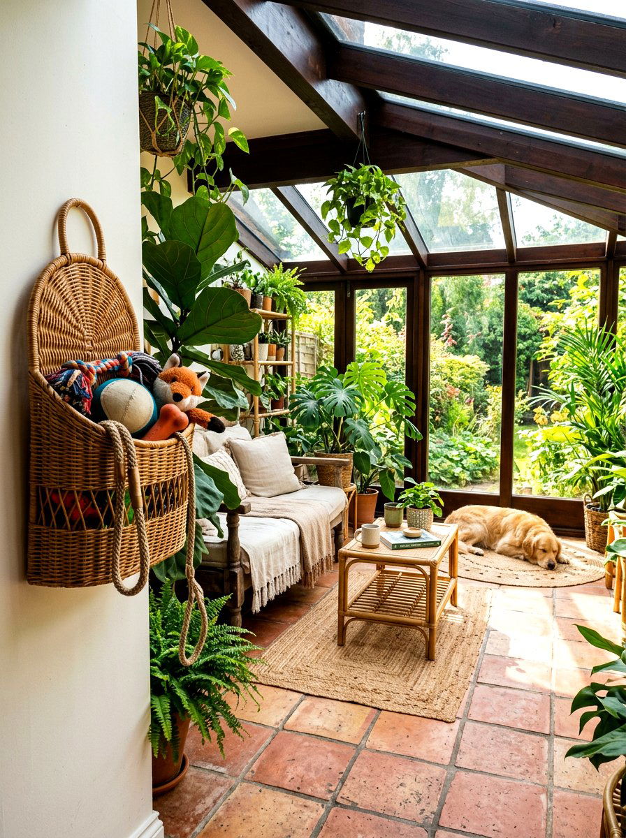 Bohemian Rattan Wall Basket - 30 pet toy wall storage ideas