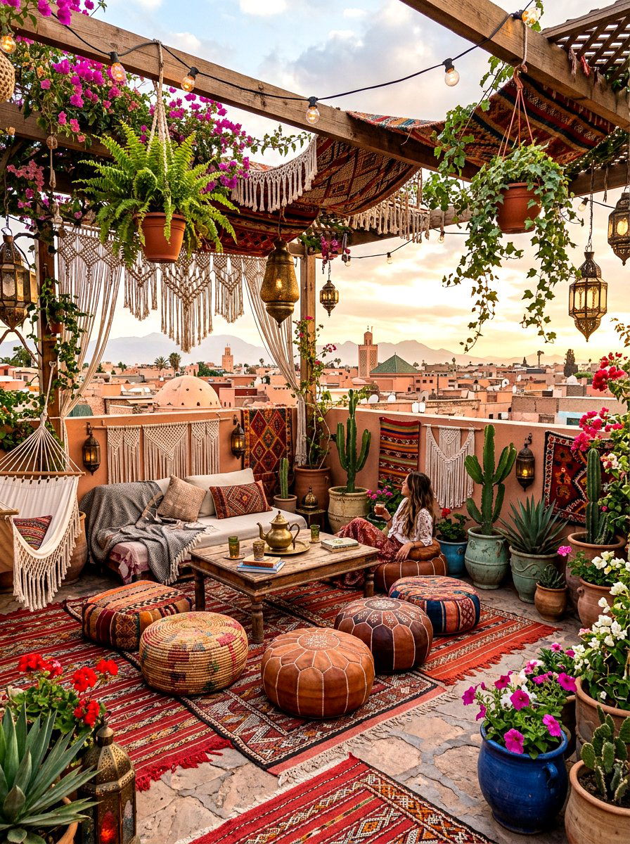 Bohemian Rooftop Decor - 30 rooftop patio ideas