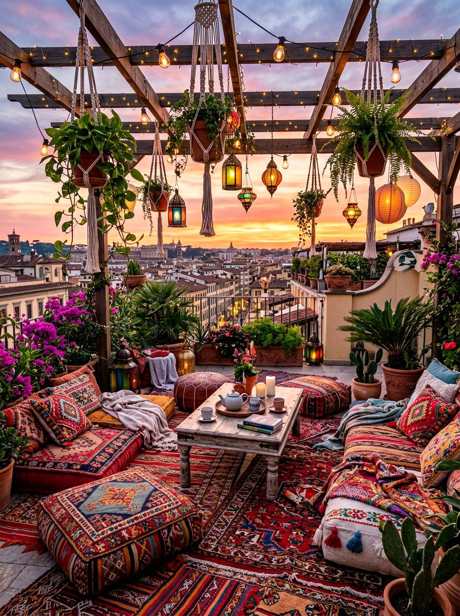 Bohemian Rooftop Vibe - 30 rooftop garden ideas