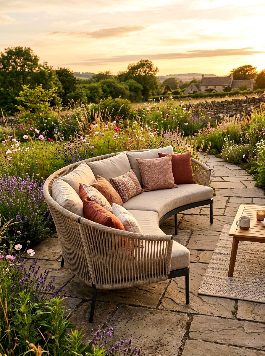Bohemian Rope Curved Sofa - 30 curved patio sofa ideas