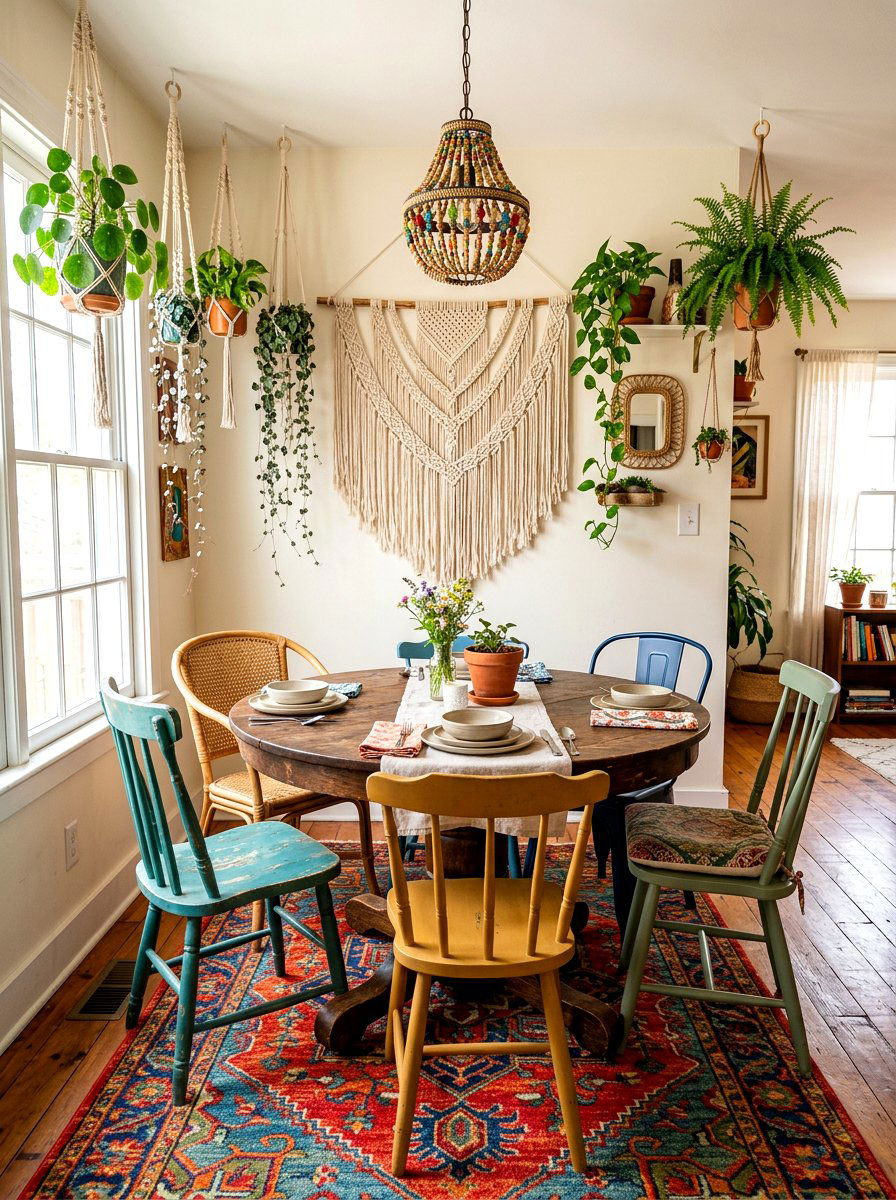 Bohemian Round Dining Nook - 30 round dining room ideas