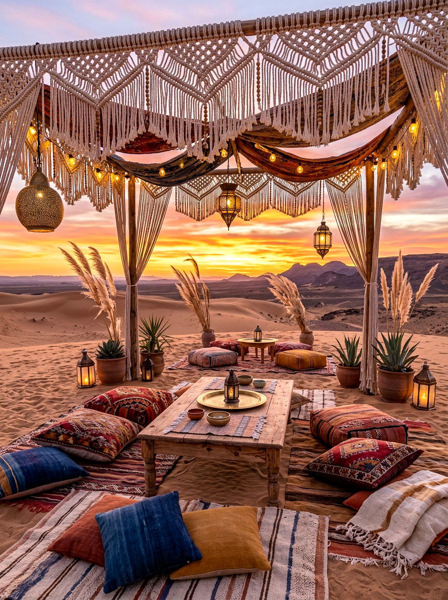 Bohemian Sand Oasis - 30 outdoor dining area ideas