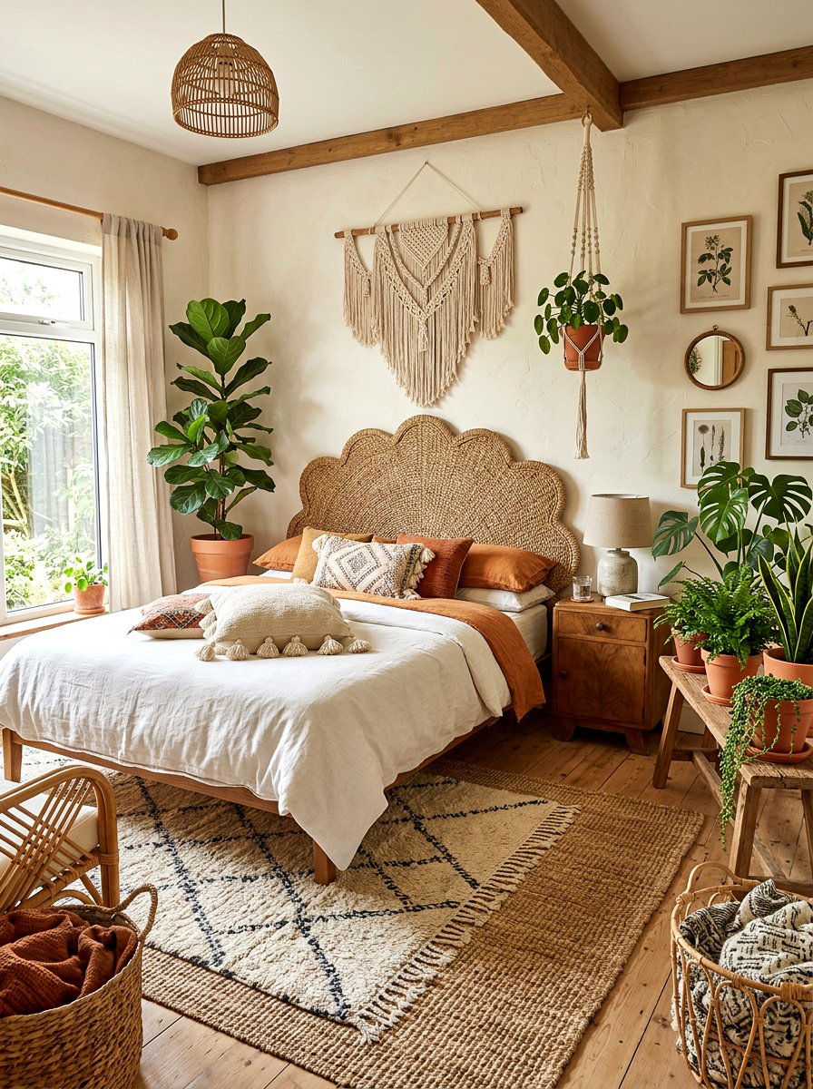 Bohemian Scalloped Headboard - 30 scalloped headboard ideas