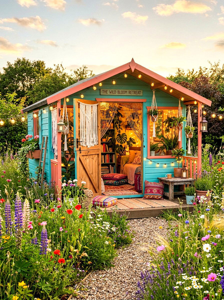 Bohemian She Shed Retreat - 30 outdoor garden room ideas