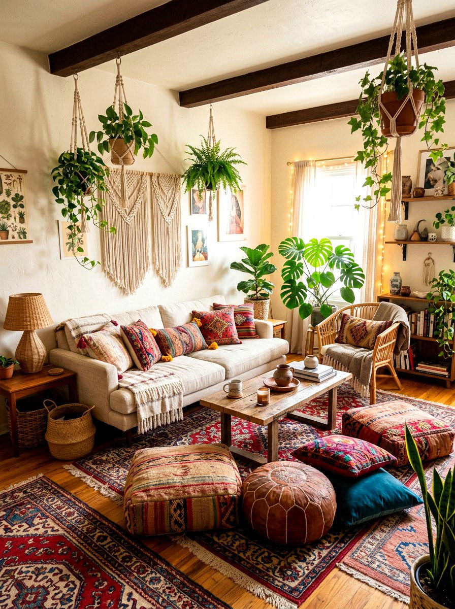 Bohemian Small Living Room - 30 small space living room ideas