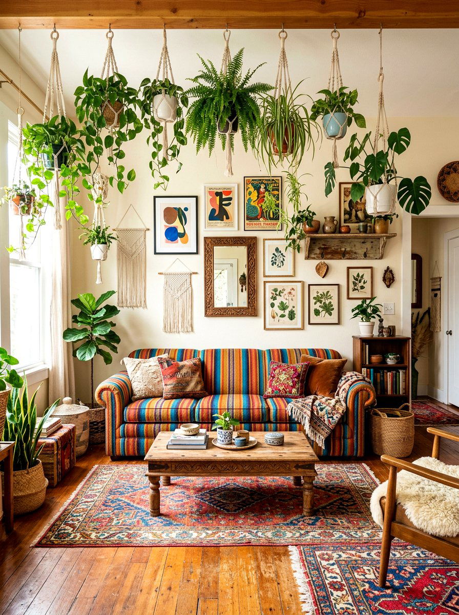 Bohemian Stripe Sofa - 30 statement stripe sofa ideas