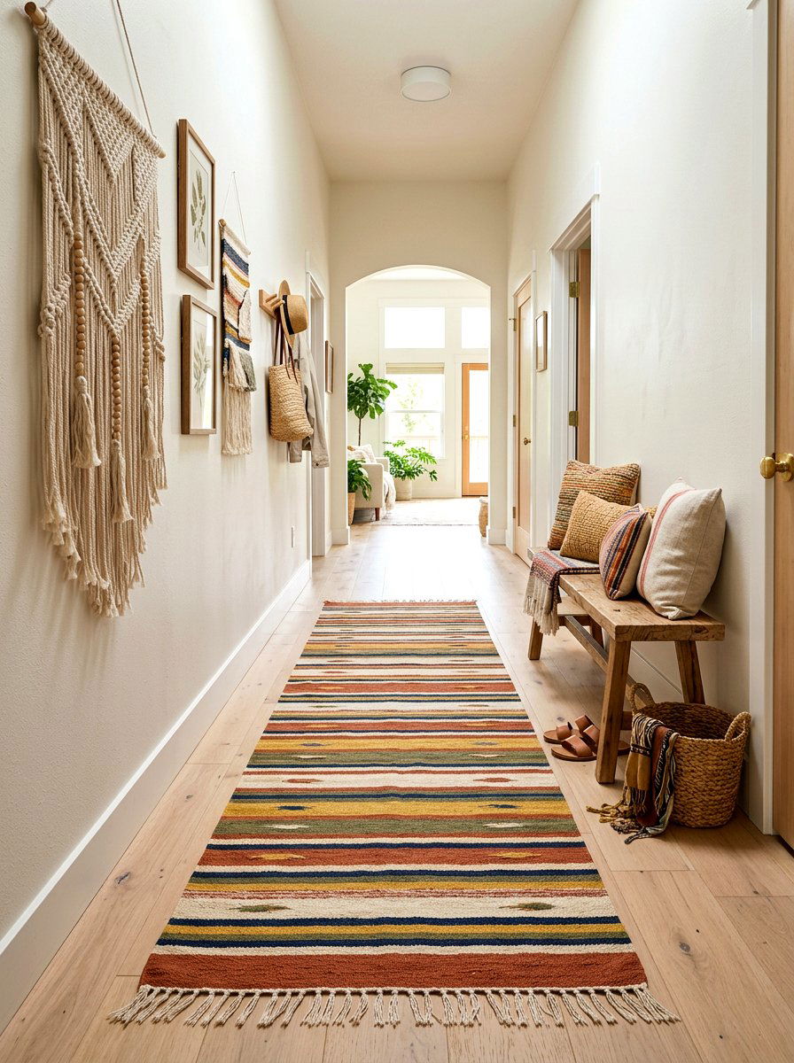 Bohemian Striped Hallway Rug - 30 striped hallway ideas