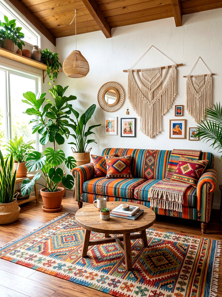 Bohemian Striped Sofa - 30 striped sofa ideas