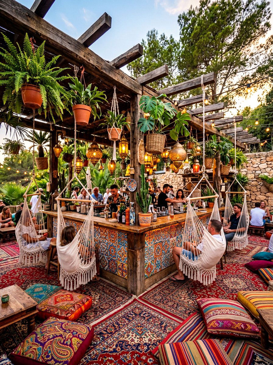 Bohemian Style Bar - 30 outdoor bar ideas
