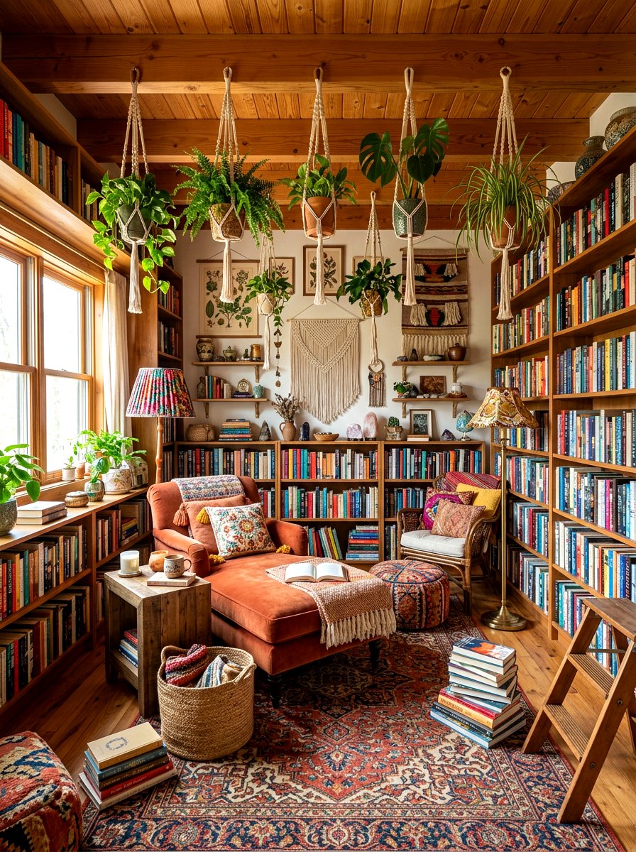 Bohemian Style Book Room - 30 book filled room ideas